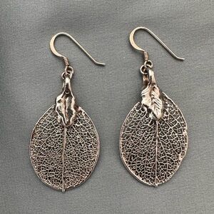 Sterling Silver Leaf Earrings